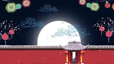 中秋卡通风格月亮升起背景视频的预览图